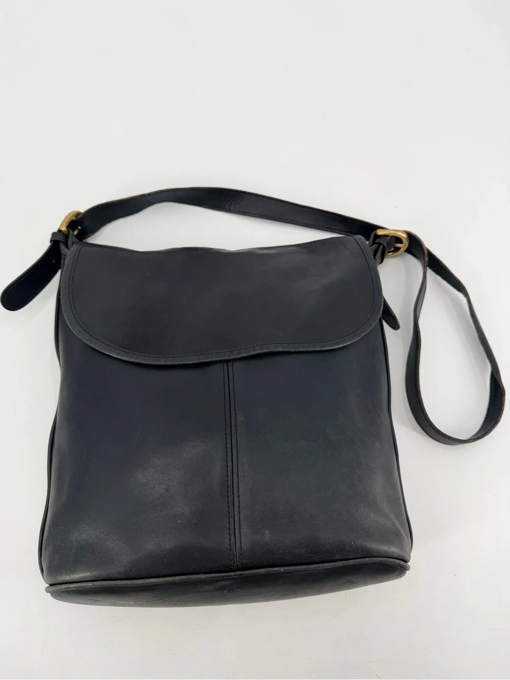 Vintage 90s Coach Whitney Flap Satchel Bag Dark Blue FLAWS